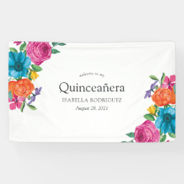 Aquarellblütenfiesta Quinceñera Banner