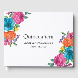 Aquarellblütenfiesta Quinceñera Gästebuch