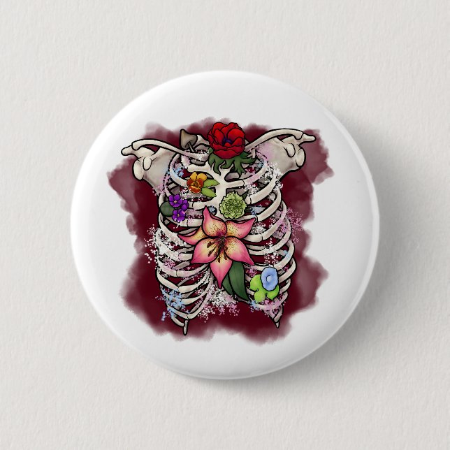 Aquarellblütenkäfig Button (Vorderseite)