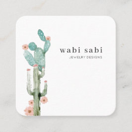 Aquarellblütenkaktus soziale Medien Quadratische Visitenkarte