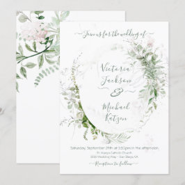 Aquarellblütenlicht und luftige Hochzeit Einladung
