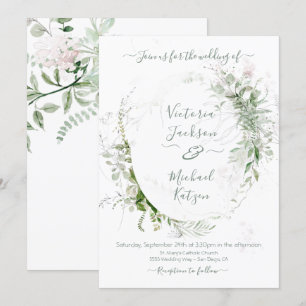 Aquarellblütenlicht und luftige Hochzeit Einladung