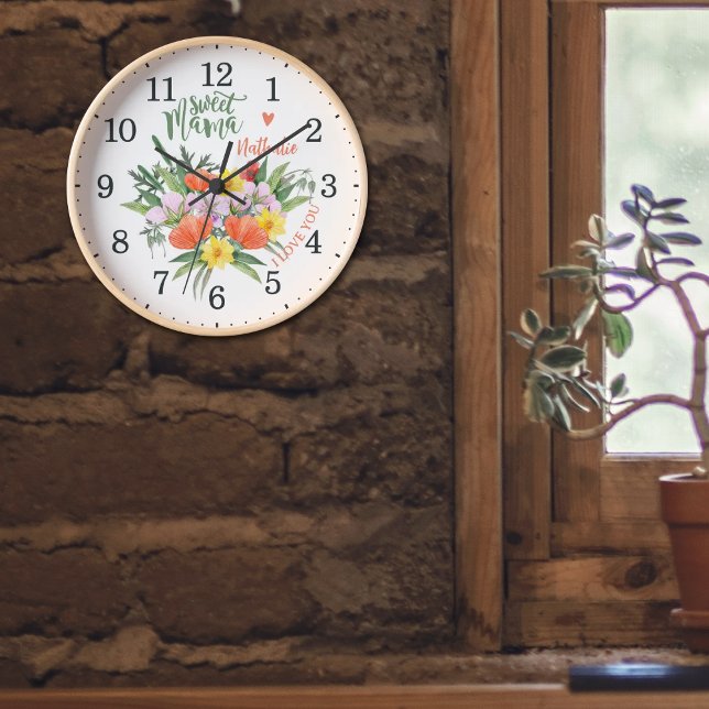 Aquarellblütenmäher, Mama, Mauer Uhr (Von Creator hochgeladen)
