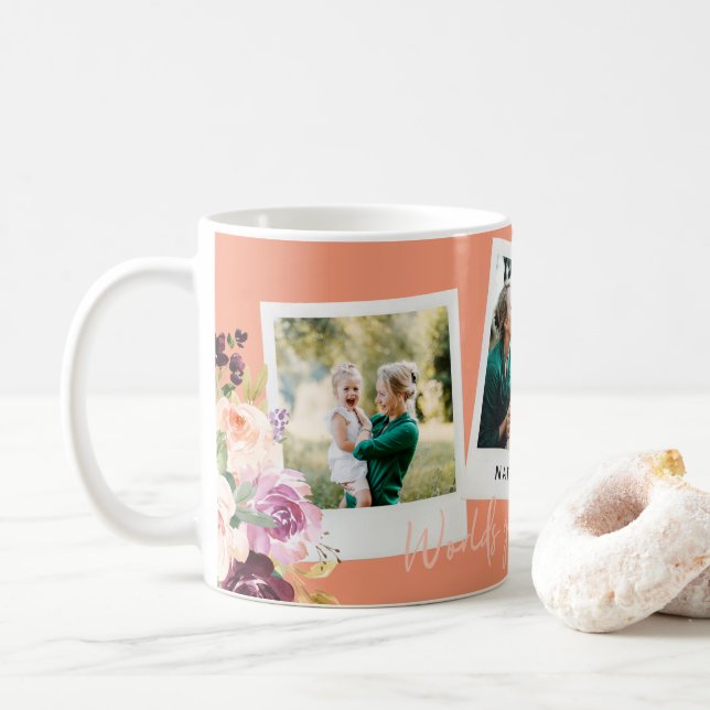 Aquarellblütenmama, mehrere Fotos weltbest Mama Kaffeetasse (Mit Donut)