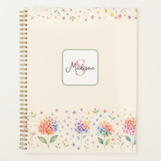 Aquarellblütenmonogramm — pastellfarbene Blüten Planer
