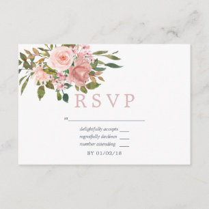 Aquarellblütenrot Rosen Hochzeit RSVP
