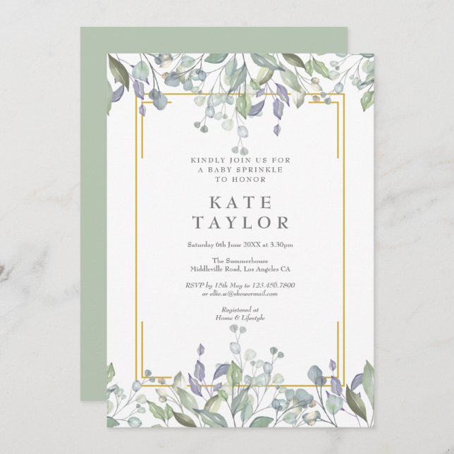 Aquarellblütensprinkle/Dusche/Paare Einladung (Vorne/Hinten)