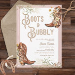 Aquarellblütenstiefel und Bubbly-Brautparty Einladung<br><div class="desc">Die eleganten Stiefel und die Brautdusche laden zum Western ein,  sich den Brunch und das Bubbly-Thema anzuhören. Diese Einladung beinhaltet extravagante Cowgirl Stiefel und zarte Wildblumen. Es ist perfekt für die Braut,  dass süß,  lustig und ein kleines Land.</div>