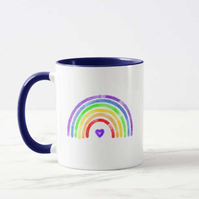 Aquarellbogen LGBTQIA Tasse (Links)