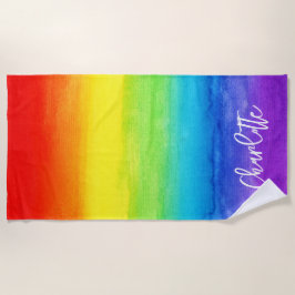 Aquarellbogen Personalisiert Modern Strandtuch