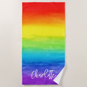 Aquarellbogen Personalisiert Modern Strandtuch