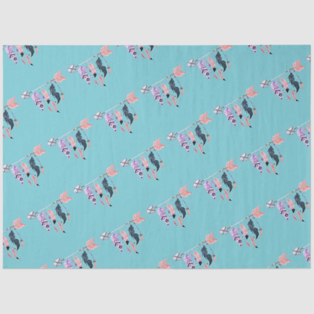 Aquarellbogen und Federn Seidenpapier (Vorderseite)