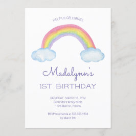 Aquarellbogen und Regentropfen Kinder Geburtstag Einladung