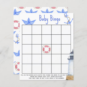 Aquarellboot - Baby Dusche Bingo Spiel