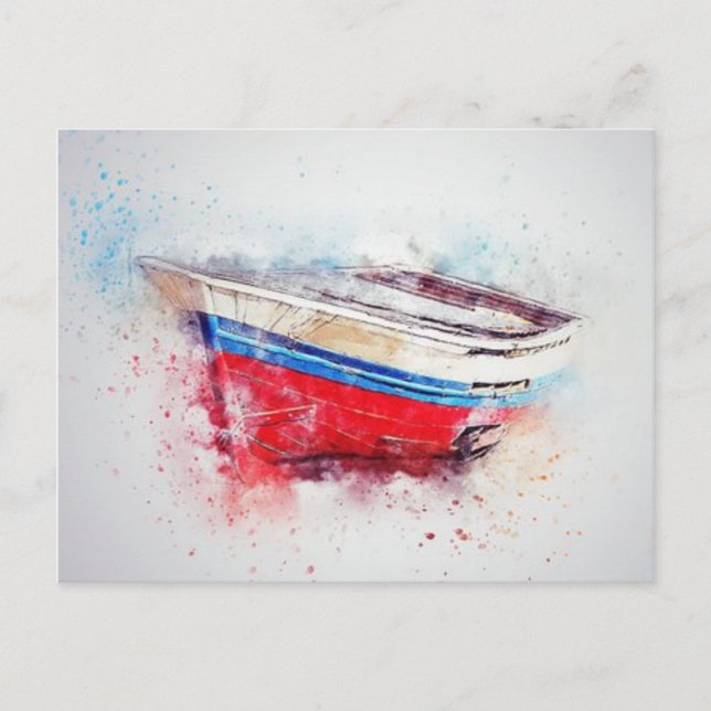Aquarellboot Postkarte (Vorderseite)