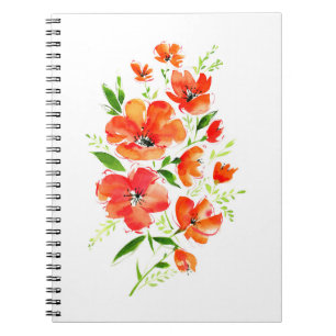 Aquarellbouquet aus Mohnanbau-Blume Notizblock