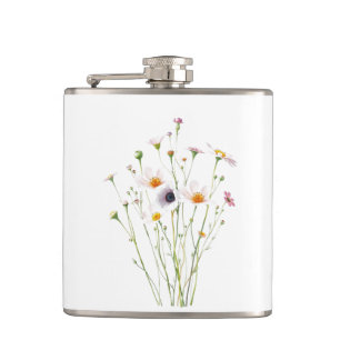 Aquarellbouquet aus Wildblumen Flachmann
