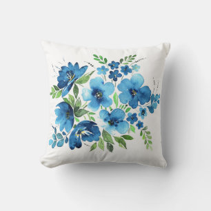 Aquarellbouquet, hellblau zarte Blume. Kissen