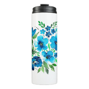 Aquarellbouquet in hellblauen Farben, zarte Bl Thermosbecher