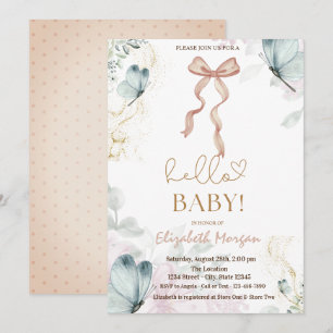 Aquarellbow Blue Butterfly Dots Baby Dusche Einladung