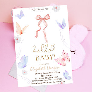 Aquarellbow Butterfly Dots Babydusche Einladung