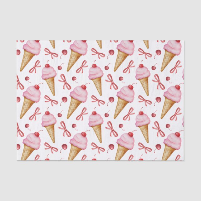Aquarellbow Rosa Eiscreme Seidenpapier (Vorderseite)