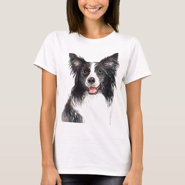 Aquarellbrasse Collie T-Shirt (Vorderseite)