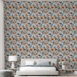 Aquarellbraun Beige Blauer Blume Abstrakt Tapete