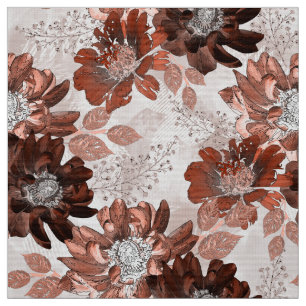 Aquarellbraun graues Blumenmuster. Stoff