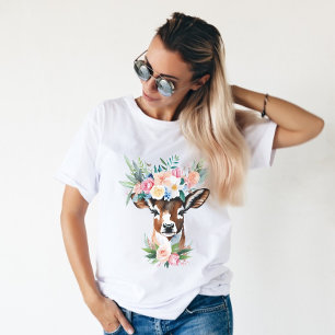 Aquarellbraun mit Blume T-Shirt