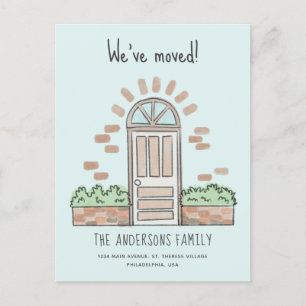 Aquarellbraun Tür spielend, wir haben blau verscho Ankündigungspostkarte