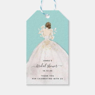Aquarellbraut in Gown Bridal Dusche Einladung Geschenkanhänger