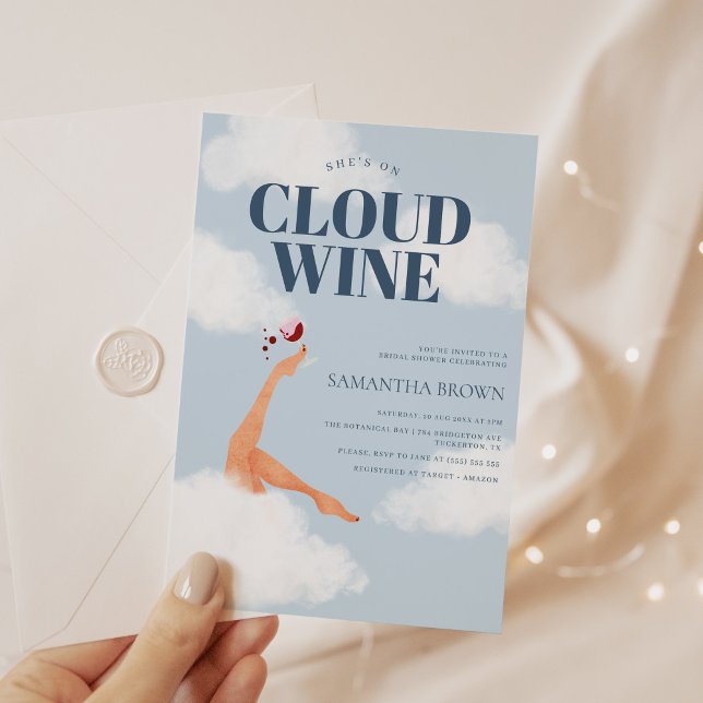 Aquarellbrücke auf Cloud Wine Brautparty Einladung (Von Creator hochgeladen)