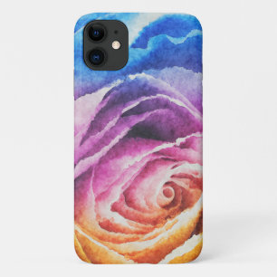 Aquarellbrunnenbogen-Rose iPhone 11 Hülle
