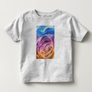 Aquarellbrunnenbogen-Rose Kleinkind T-shirt