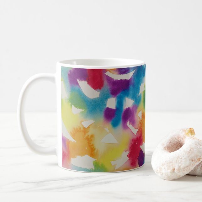 Aquarellbrunnenbogen-Tasse Kaffeetasse (Mit Donut)