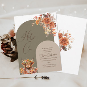 Aquarellbrust Hochland Kuh Babydusche Einladung