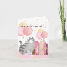 Aquarellbuch Lover Cat and Books Birthday Card Feiertagskarte