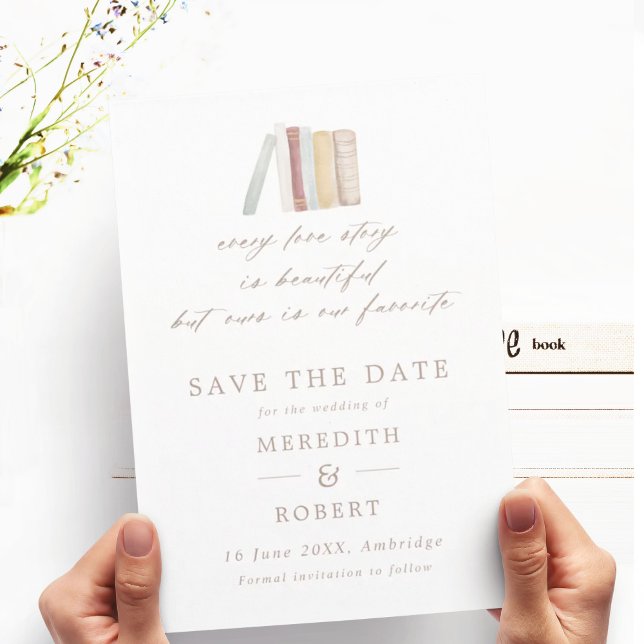 Aquarellbücher jede Liebe Geschichtenhochzeit Rett Save The Date (Von Creator hochgeladen)