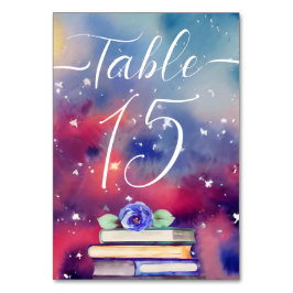 Aquarellbücher Lila & pink Whimsical Wedding Tischnummer