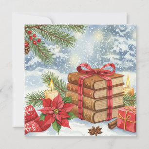 Aquarellbuchliebhaber Weihnachtskarte Karte