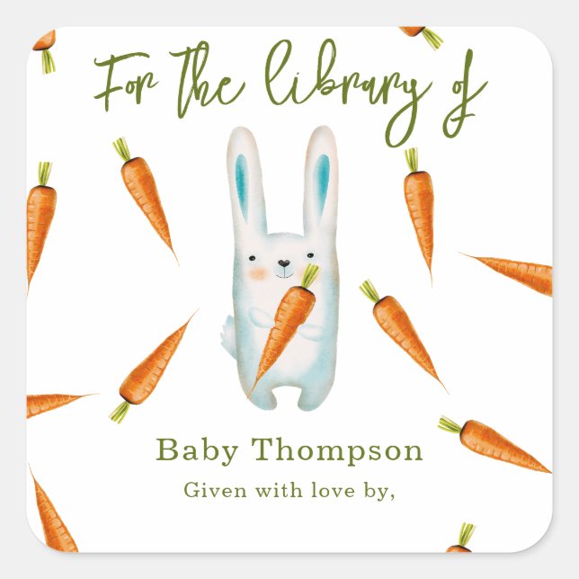 Aquarellbunny - für die Bibliothek Quadratischer Aufkleber (Vorderseite)