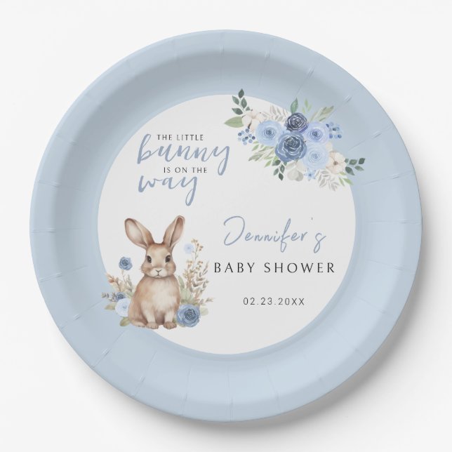 Aquarellbunny Osterbaby Dusche Papier Teller (Vorderseite)