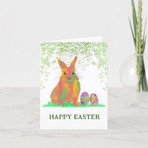 Aquarellbunny und Eier Frohes Ostern Feiertagskarte