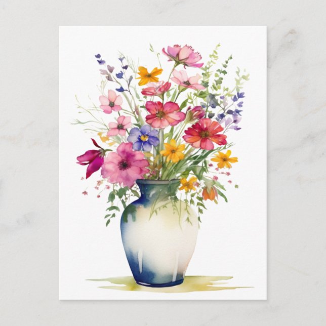 Aquarellbuntbart von Blume Postkarte (Vorderseite)