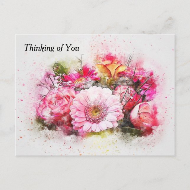 Aquarellbuntbart von Blume Postkarte (Vorderseite)