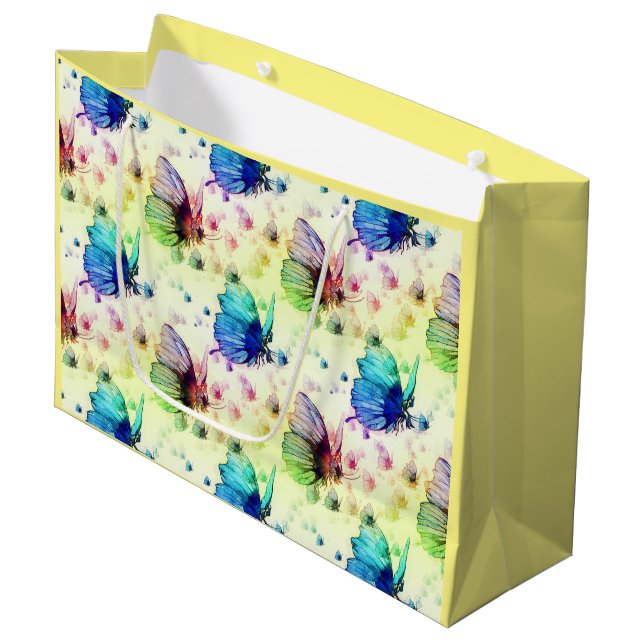 Aquarellbutterfisch Geschenktasche Große Geschenktüte (Vorderseite Schrägansicht)