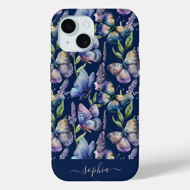 Aquarellbutterfisch Wisteria Blume Individuelle Na Case-Mate iPhone Hülle (Rückseite)