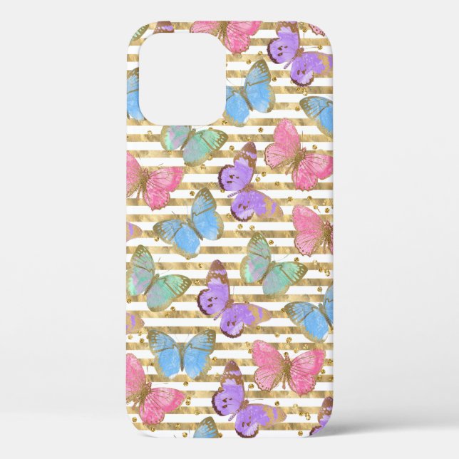 Aquarellbutterfische Gold-Glitzer Case-Mate iPhone Hülle (Rückseite)