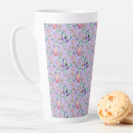 Aquarellbutterfische Nahtlose Muster Lila Milchtasse